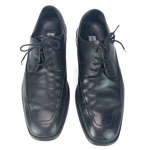 Johnston &‎ Murphy Mens Black Leather Square Bicycle Toe Derby Shoes 11M 15-6703